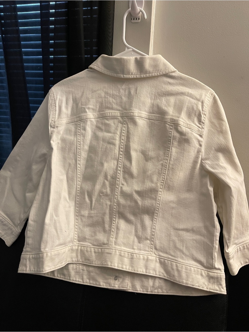 LOFT Women’s 3/4 Sleeve White Denim Trucker Jacket Size XL NWOT - Picture 7 of 14